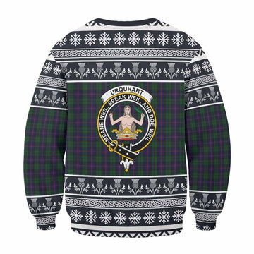 Urquhart Clan Tartan Christmas Sweatshirt with Family Crest