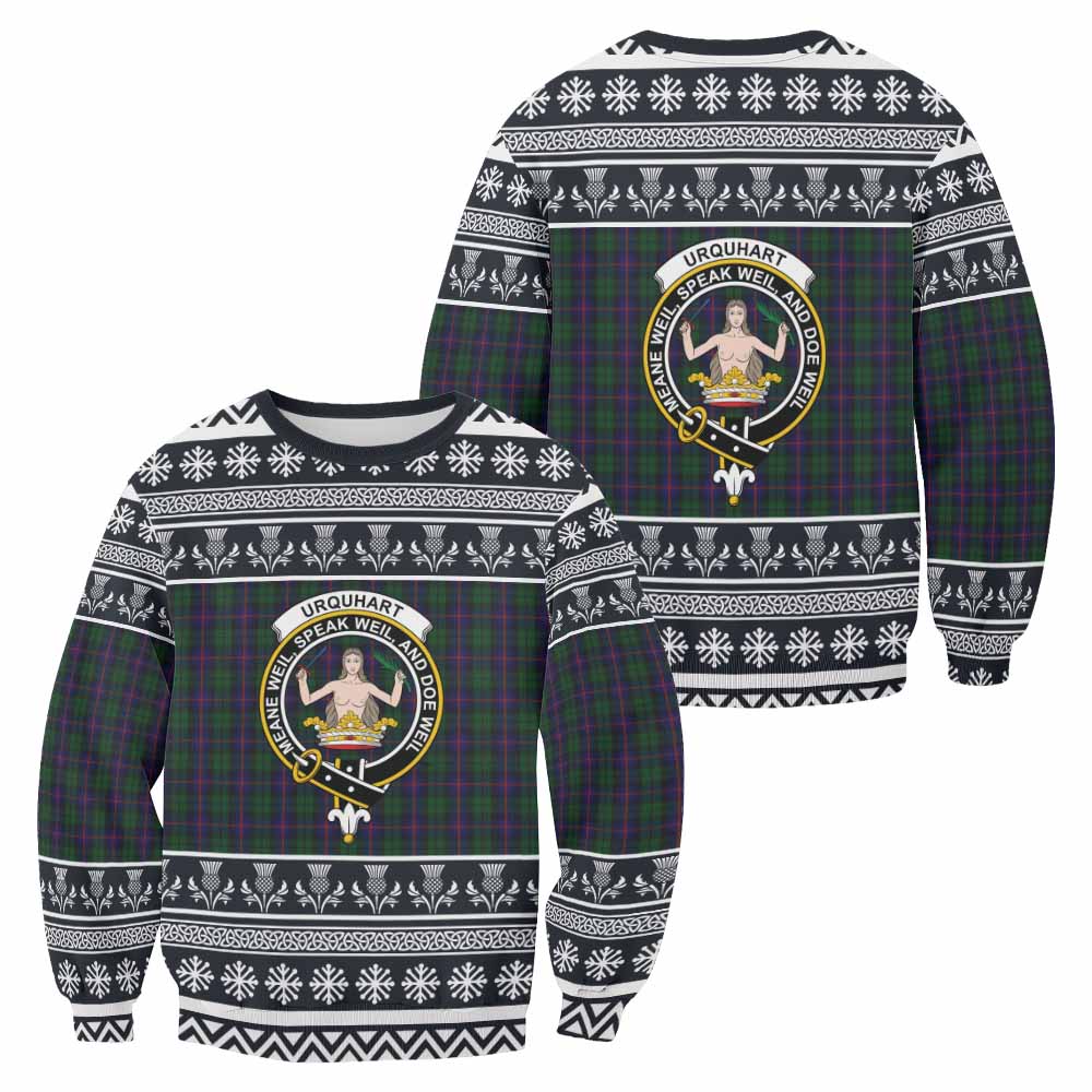 Urquhart Clan Tartan Christmas Sweatshirt with Family Crest - Tartan Vibes Clothing