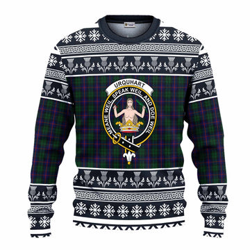 Urquhart Clan Tartan Christmas Ugly Sweater with Family Crest