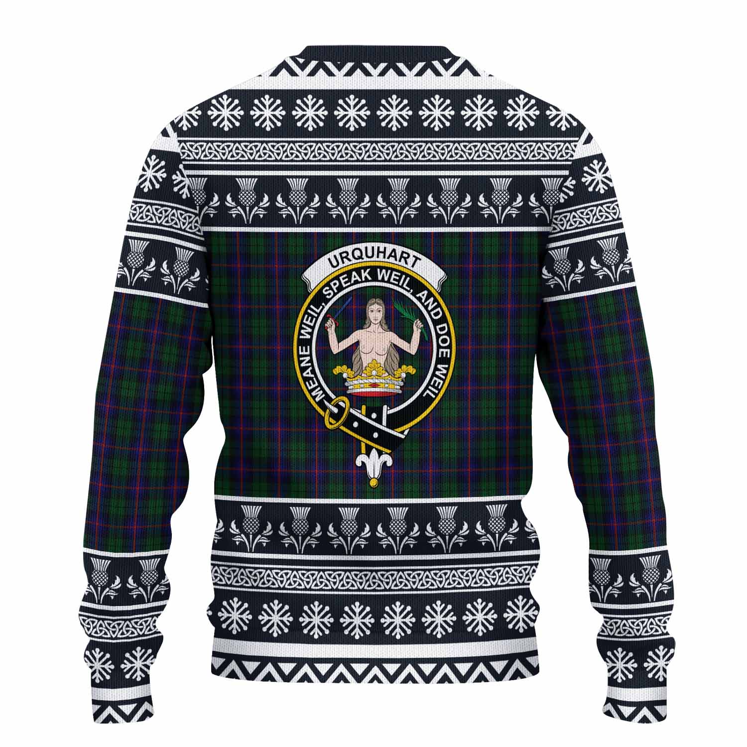 Urquhart Clan Tartan Christmas Ugly Sweater with Family Crest - Tartan Vibes Clothing
