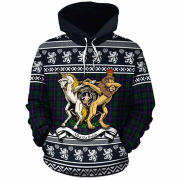 Urquhart Clan Tartan Crest Christmas Cotton Hoodie Coat of Arms Funny Style