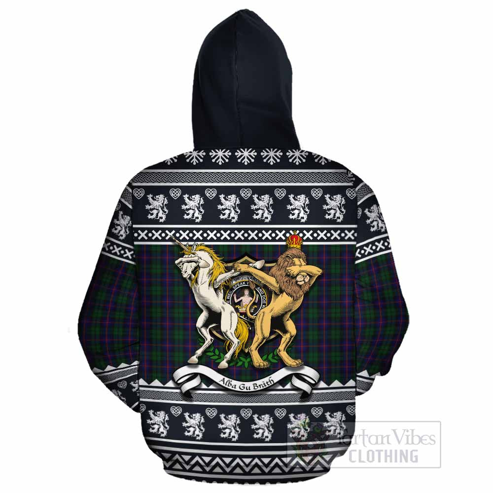Urquhart Clan Tartan Crest Christmas Cotton Hoodie Coat of Arms Funny Style - Tartan Vibes Clothing