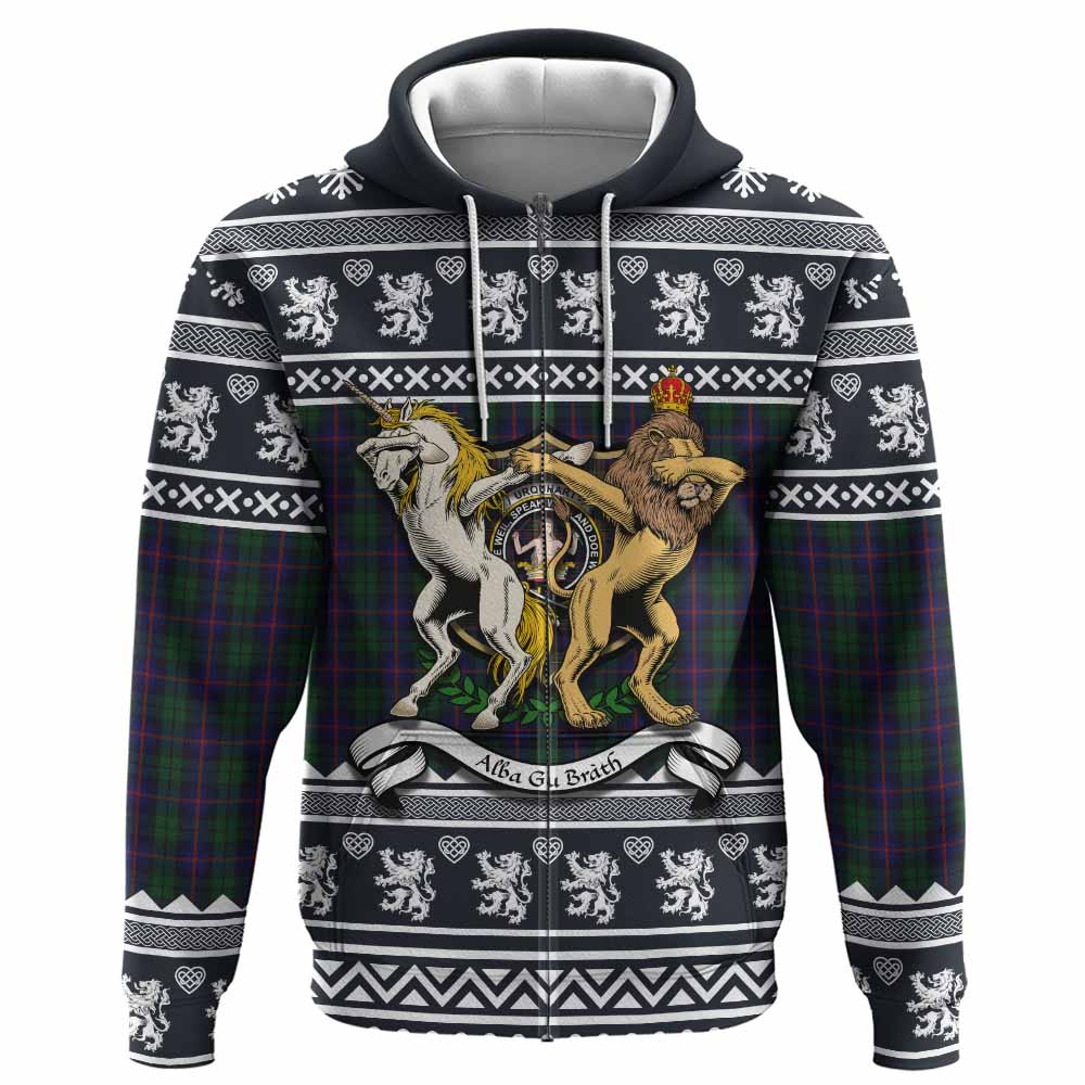 Urquhart Clan Tartan Crest Christmas Hoodie Coat of Arms Funny Style - Tartan Vibes Clothing