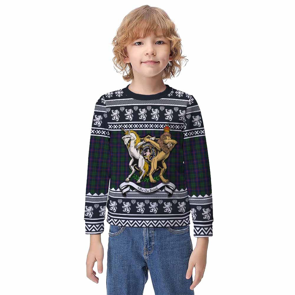 Urquhart Clan Tartan Crest Christmas Kid Ugly Sweatshirt Coat of Arms Funny Style - Tartan Vibes Clothing