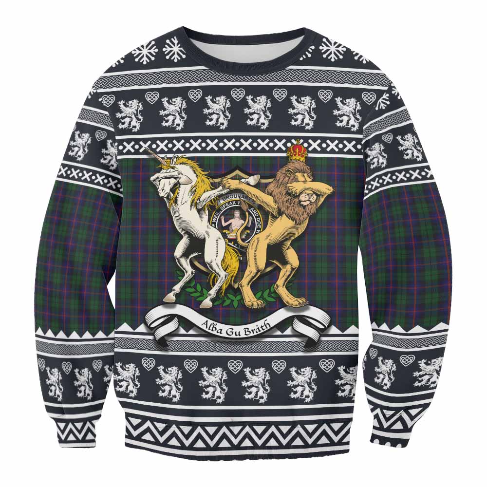 Urquhart Clan Tartan Crest Christmas Sweatshirt Coat of Arms Funny Style - Tartan Vibes Clothing