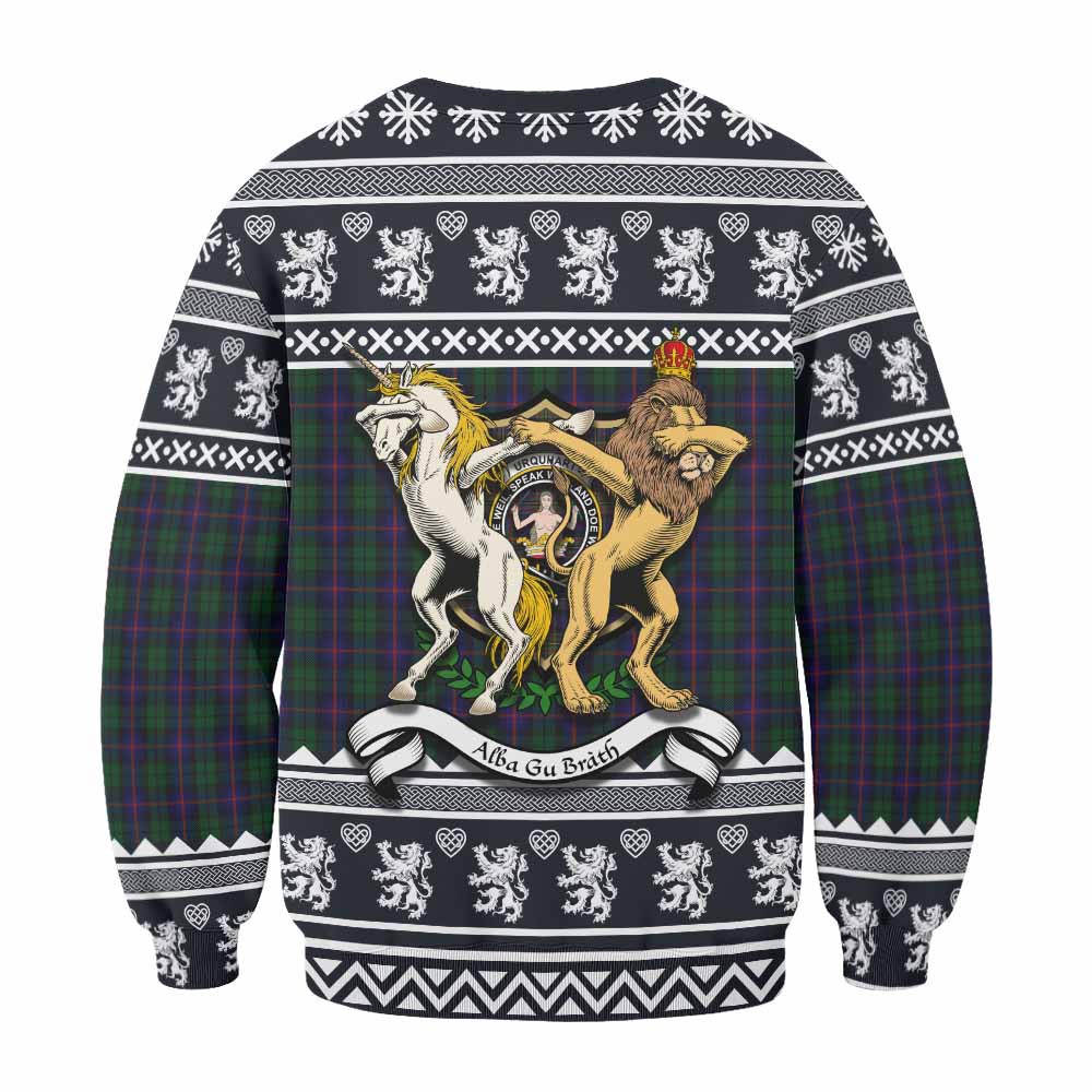 Urquhart Clan Tartan Crest Christmas Sweatshirt Coat of Arms Funny Style - Tartan Vibes Clothing