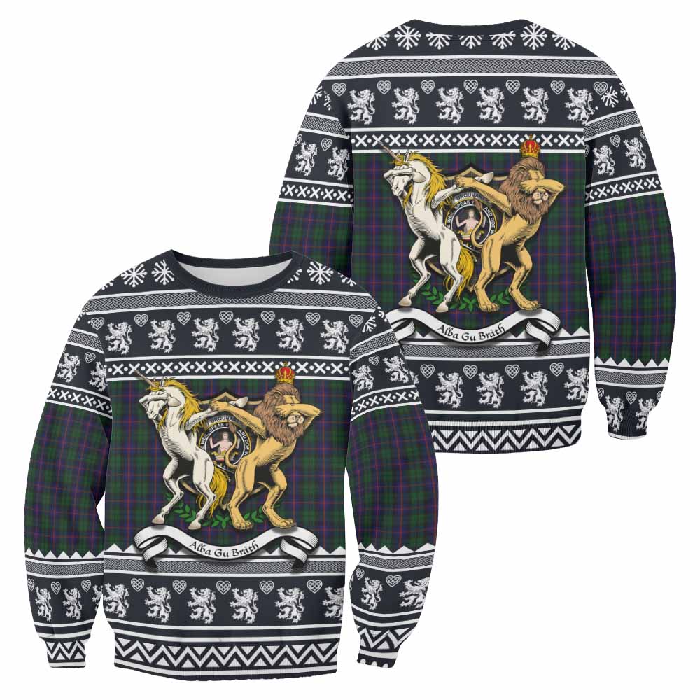 Urquhart Clan Tartan Crest Christmas Sweatshirt Coat of Arms Funny Style - Tartan Vibes Clothing