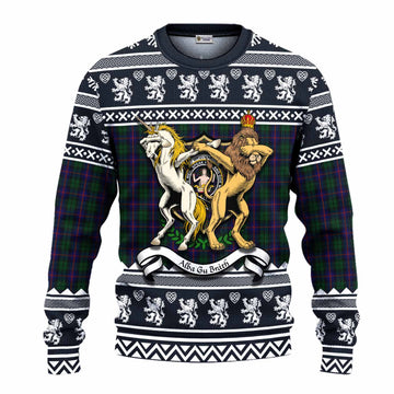 Urquhart Clan Tartan Crest Christmas Ugly Sweater Coat of Arms Funny Style