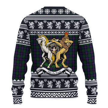 Urquhart Clan Tartan Crest Christmas Ugly Sweater Coat of Arms Funny Style