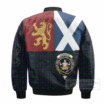 Urquhart Crest Tartan Bomber Jacket with Lion Rampant Saltire Style