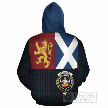 Urquhart Crest Tartan Cotton Hoodie with Lion Rampant Saltire Style