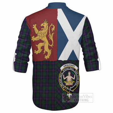 Urquhart Crest Tartan Ghillie Shirt with Lion Rampant Saltire Style