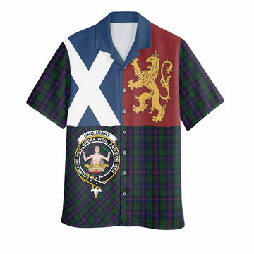 Urquhart Crest Tartan Hawaiian Shirt with Lion Rampant Saltire Style