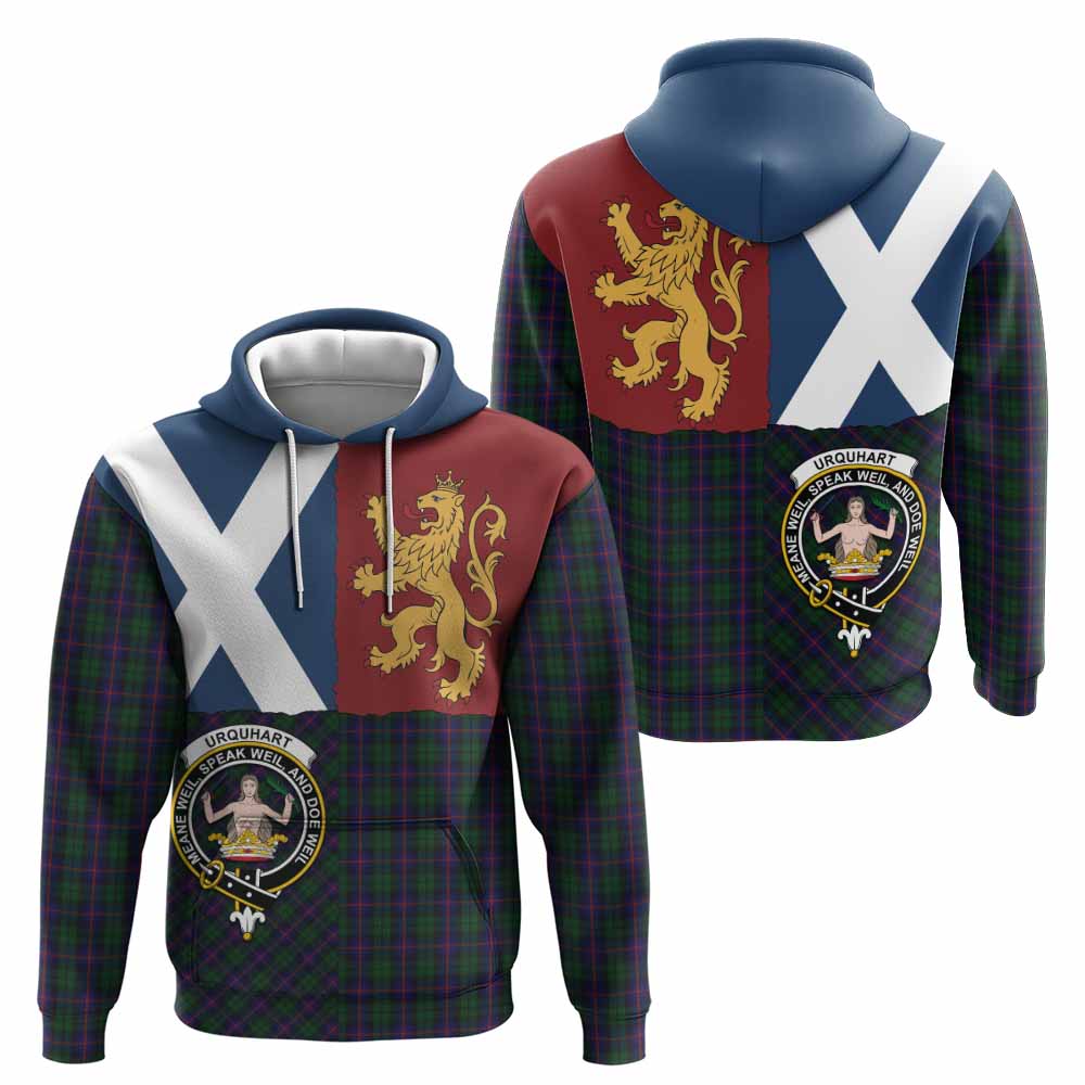 Urquhart Crest Tartan Hoodie with Lion Rampant Saltire Style