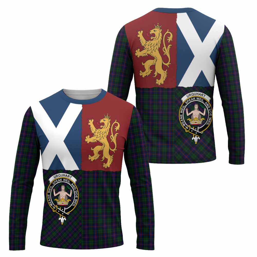 Urquhart Crest Tartan Long Sleeve T-Shirt with Lion Rampant Saltire Style