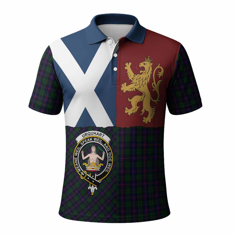 Urquhart Crest Tartan Polo Shirt with Lion Rampant Saltire Style