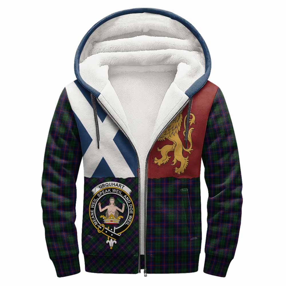 Urquhart Crest Tartan Sherpa Hoodie with Lion Rampant Saltire Style