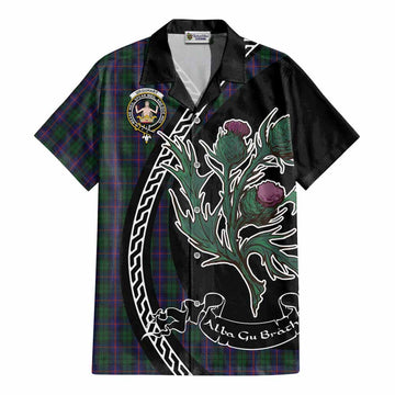 Urquhart Family Crest Tartan Cotton Hawaiian Shirt Alba Thistle Inspired