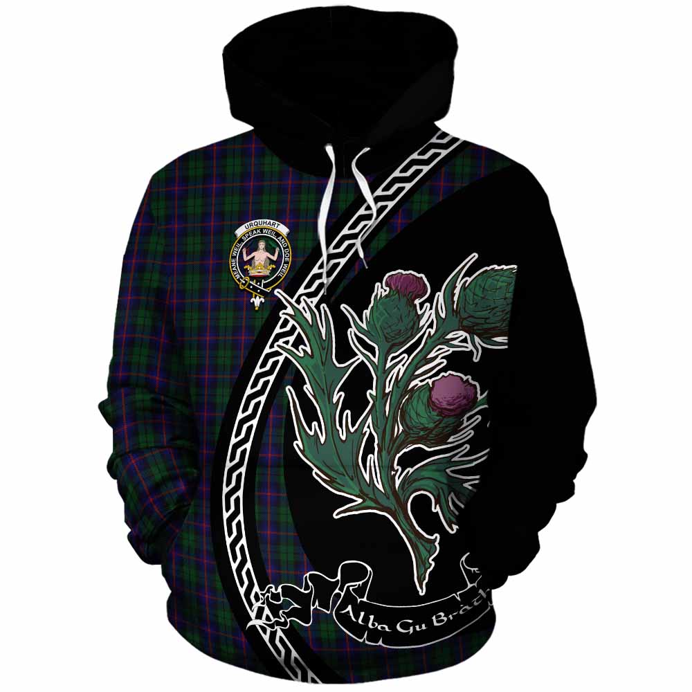 Urquhart Family Crest Tartan Cotton Hoodie Alba Thistle Inspired - Tartan Vibes Clothing
