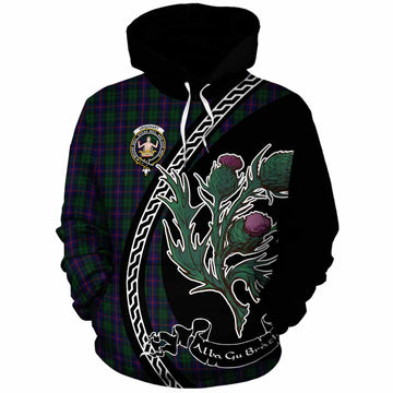 Urquhart Family Crest Tartan Cotton Hoodie Alba Thistle Inspired