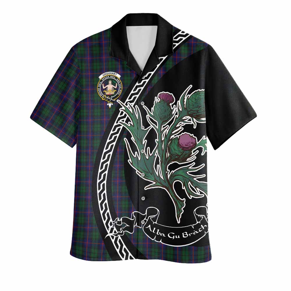 Urquhart Family Crest Tartan Hawaiian Shirt Alba Thistle Inspired - Tartan Vibes Clothing