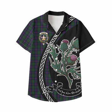 Urquhart Family Crest Tartan Kid Hawaiian Shirt Alba Thistle Inspired - Tartan Vibes Clothing