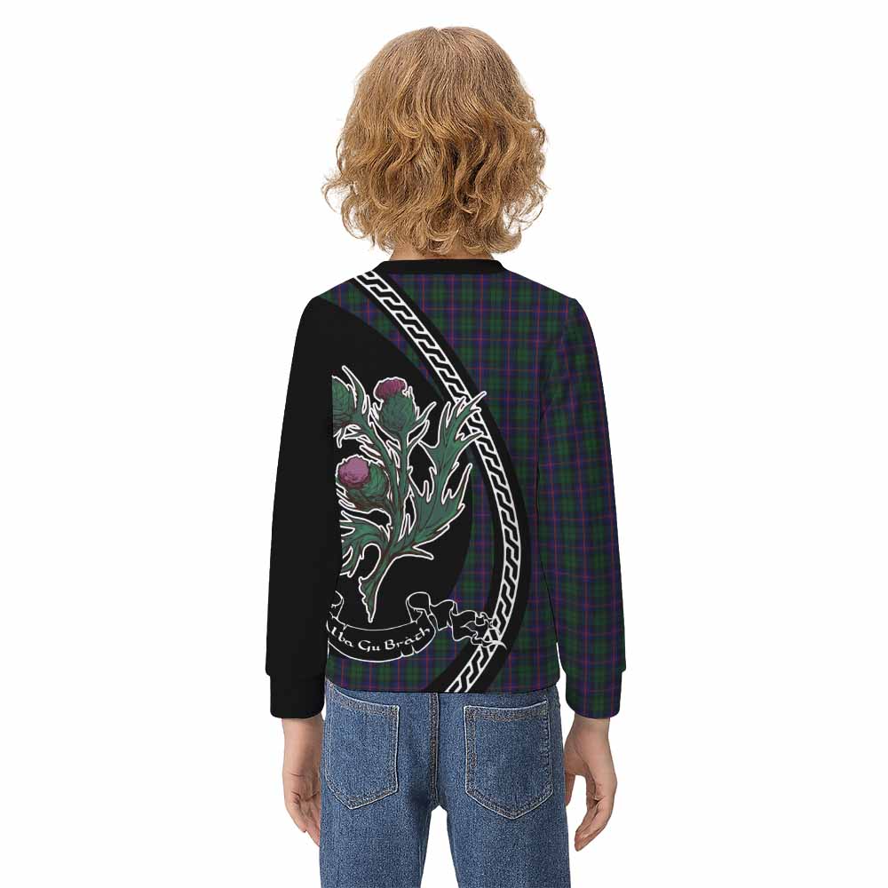 Urquhart Family Crest Tartan Kid Knitted Sweatshirt Alba Thistle Inspired - Tartan Vibes Clothing