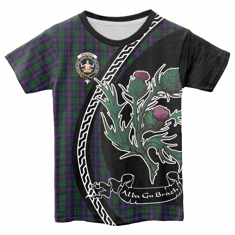 Urquhart Family Crest Tartan Kid T-shirt Alba Thistle Inspired - Tartan Vibes Clothing