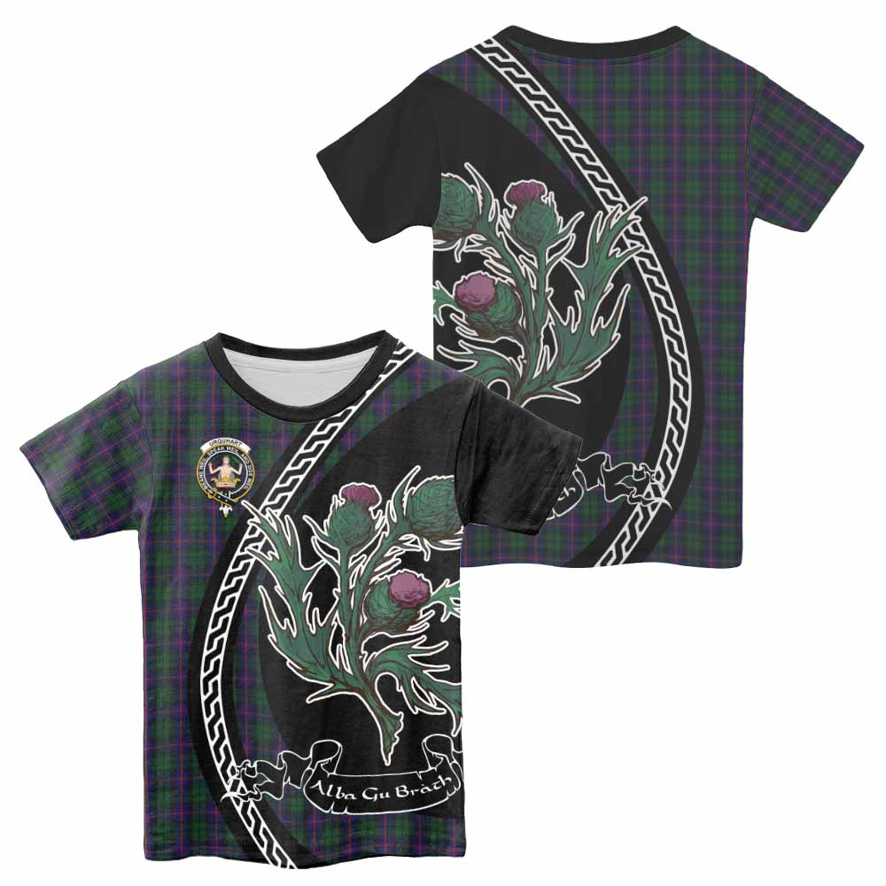 Urquhart Family Crest Tartan Kid T-shirt Alba Thistle Inspired - Tartan Vibes Clothing
