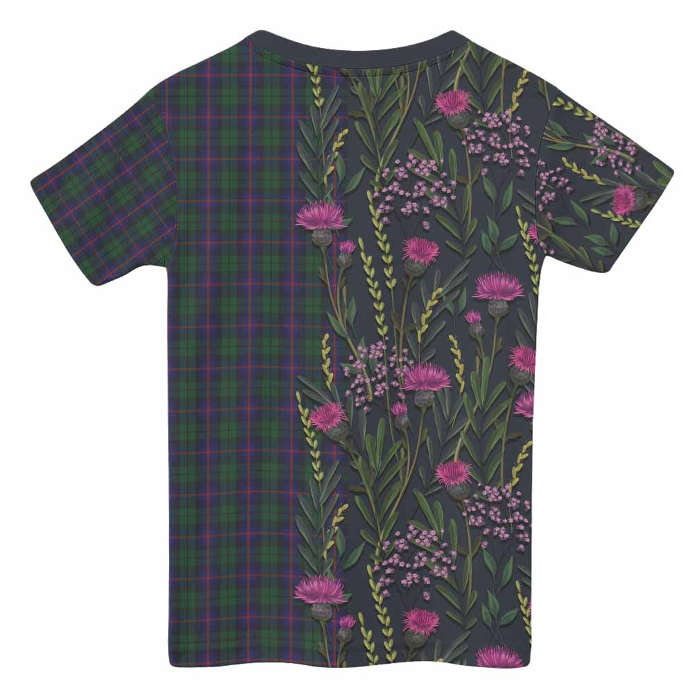 Urquhart Family Crest Tartan Kid T-shirt Scottish Thistle Flower Pattern Half Style - Tartan Vibes Clothing