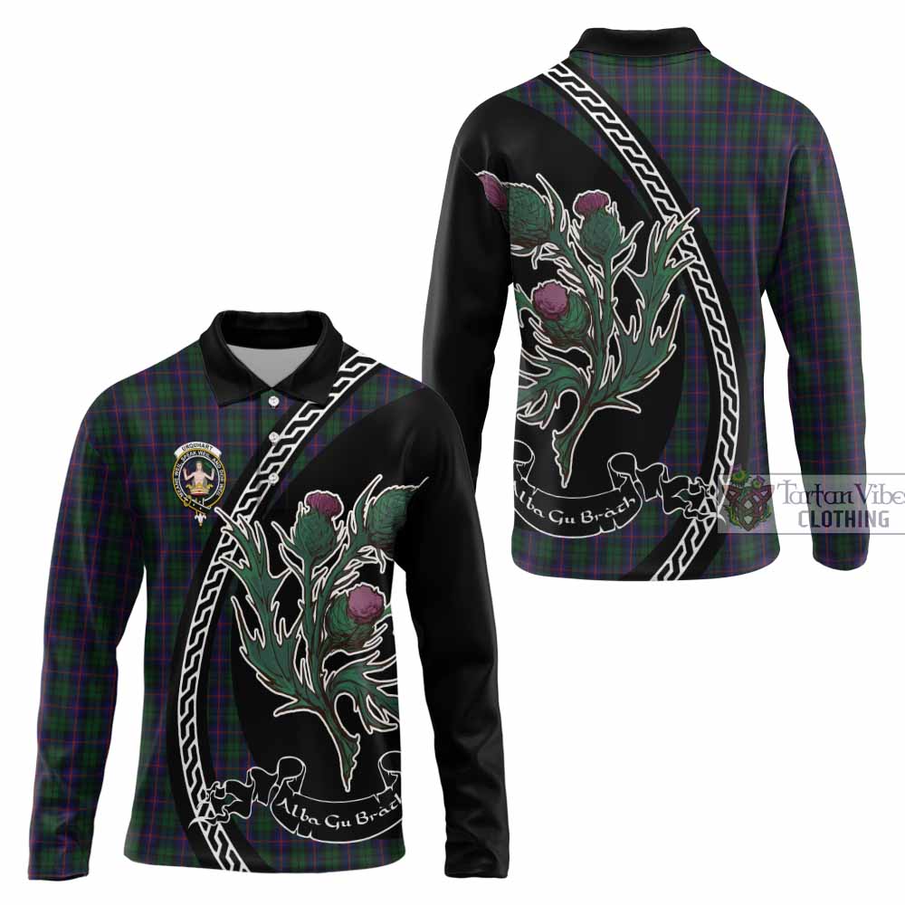 Urquhart Family Crest Tartan Long Sleeve Polo Shirt Alba Thistle Inspired - Tartan Vibes Clothing