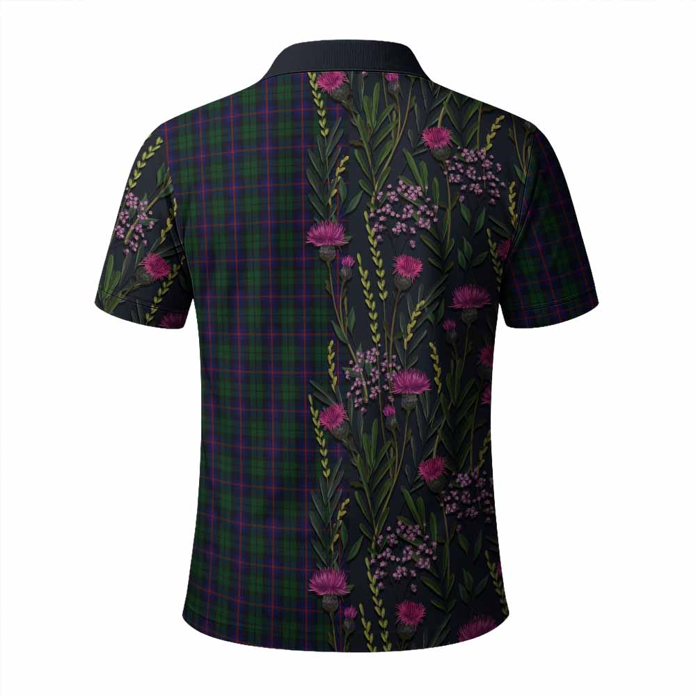 Urquhart Family Crest Tartan Polo Shirt Scottish Thistle Flower Pattern Half Style - Tartan Vibes Clothing