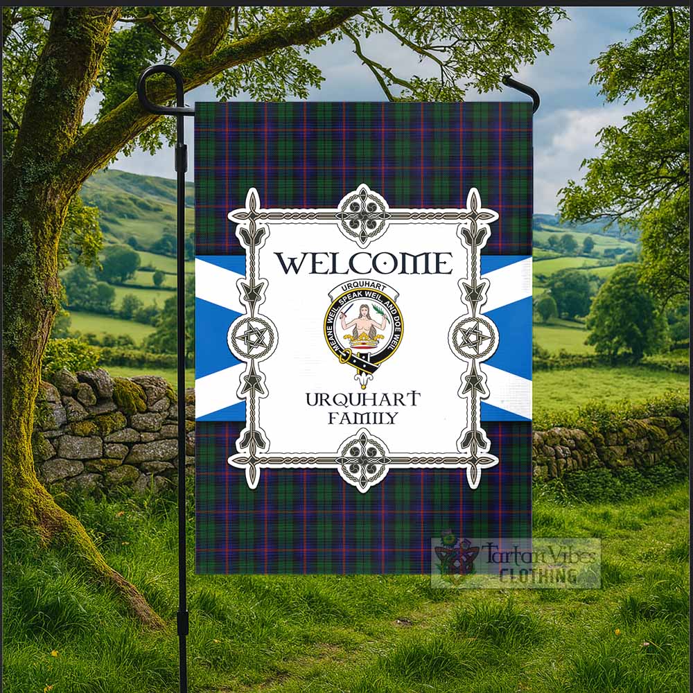 Urquhart Family Crest Tartan Welcome Garden Flag Saltire Harmony Style - Tartan Vibes Clothing