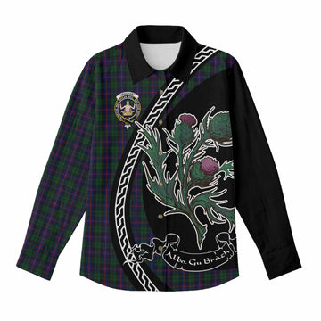 Urquhart Family Crest Tartan Women Casual Shirt Alba Thistle Inspired