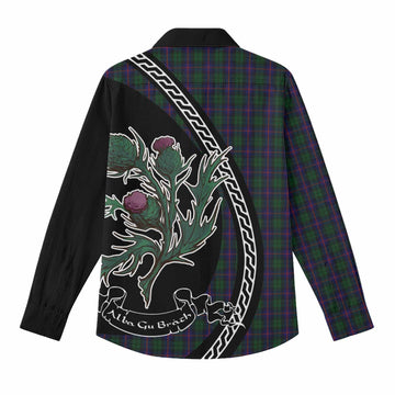 Urquhart Family Crest Tartan Women Casual Shirt Alba Thistle Inspired