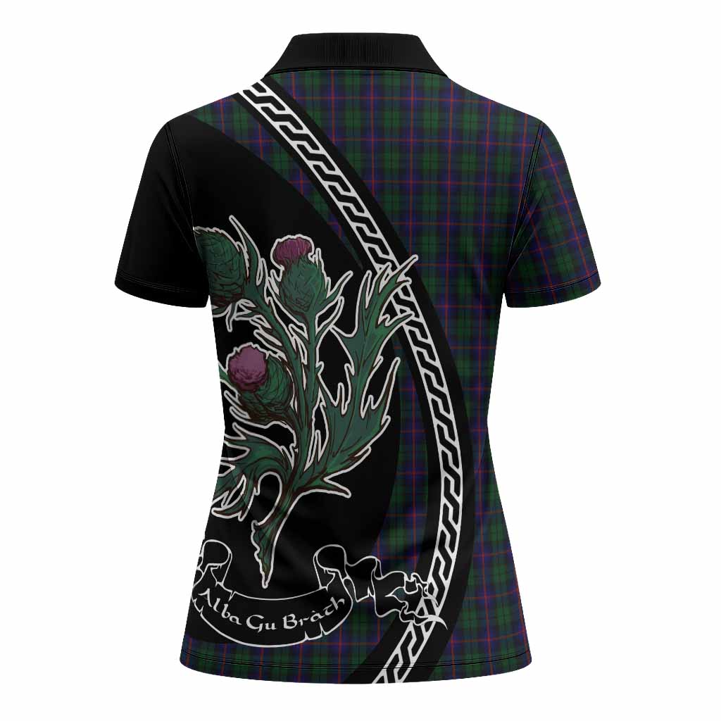 Urquhart Family Crest Tartan Women Polo Shirt Alba Thistle Inspired - Tartan Vibes Clothing