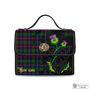 Urquhart Modern Tartan Waterproof Canvas Bag with Scotland Map and Thistle Celtic Accents
