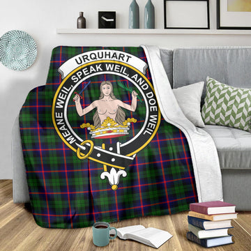 Urquhart Modern Tartan Blanket with Family Crest