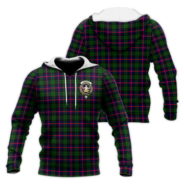 Urquhart Modern Tartan Knitted Hoodie with Family Crest
