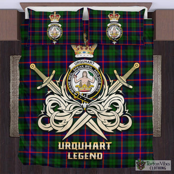 Urquhart Modern Tartan Bedding Set with Clan Crest and the Golden Sword of Courageous Legacy