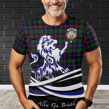 Urquhart Modern Tartan T-Shirt with Alba Gu Brath Regal Lion Emblem