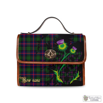 Urquhart Modern Tartan Waterproof Canvas Bag with Scotland Map and Thistle Celtic Accents