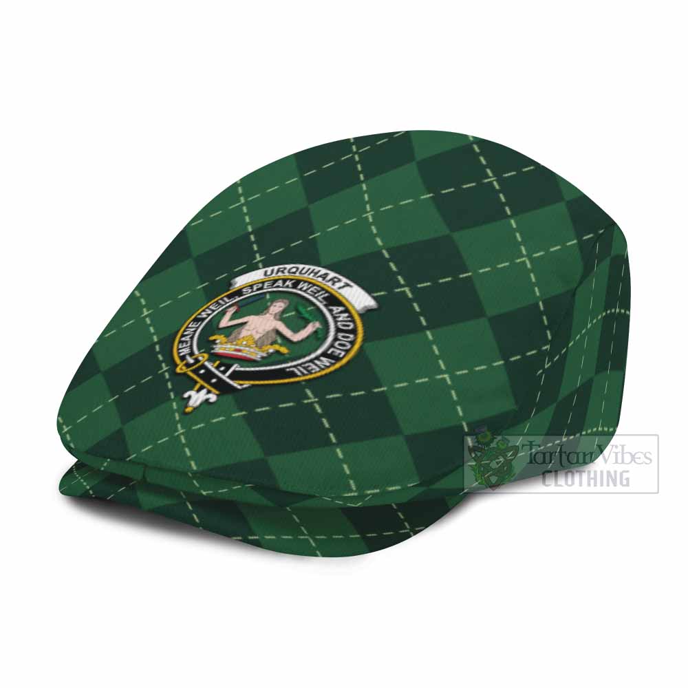 Urquhart Scottish Family Crest Flat Cap Green Argyle Classic Style - Tartan Vibes Clothing