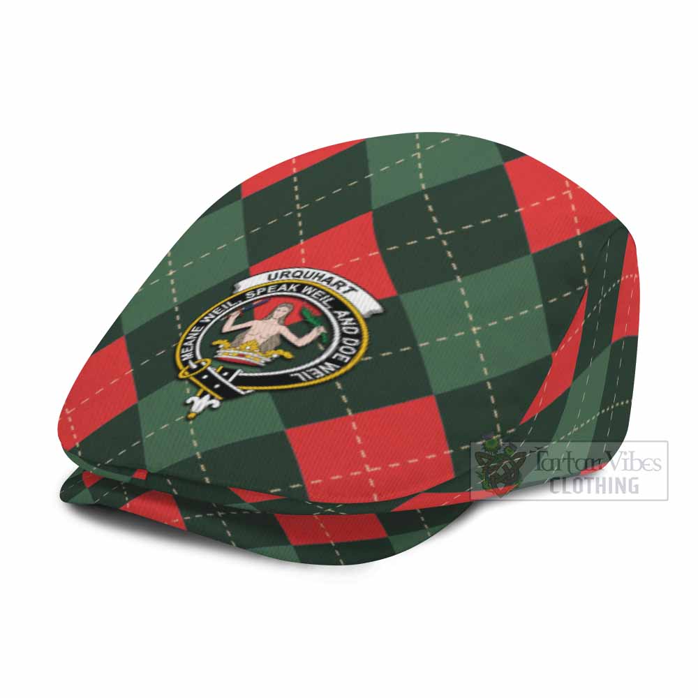 Urquhart Scottish Family Crest Flat Cap, Jeff Cap Argyle Plaid Christmas Style - Tartan Vibes Clothing