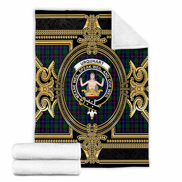 Urquhart Scottish Tartan Crest Blanket Royal Stylized