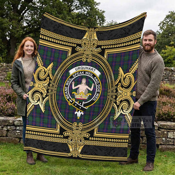 Urquhart Scottish Tartan Crest Blanket Royal Stylized