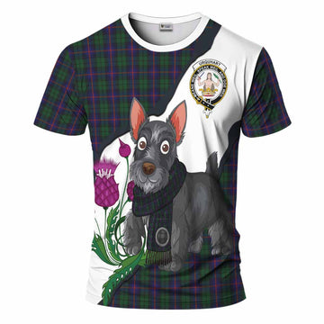 Urquhart Scottish Terrier Tartan Crest T-Shirt Thistle Heritage Art