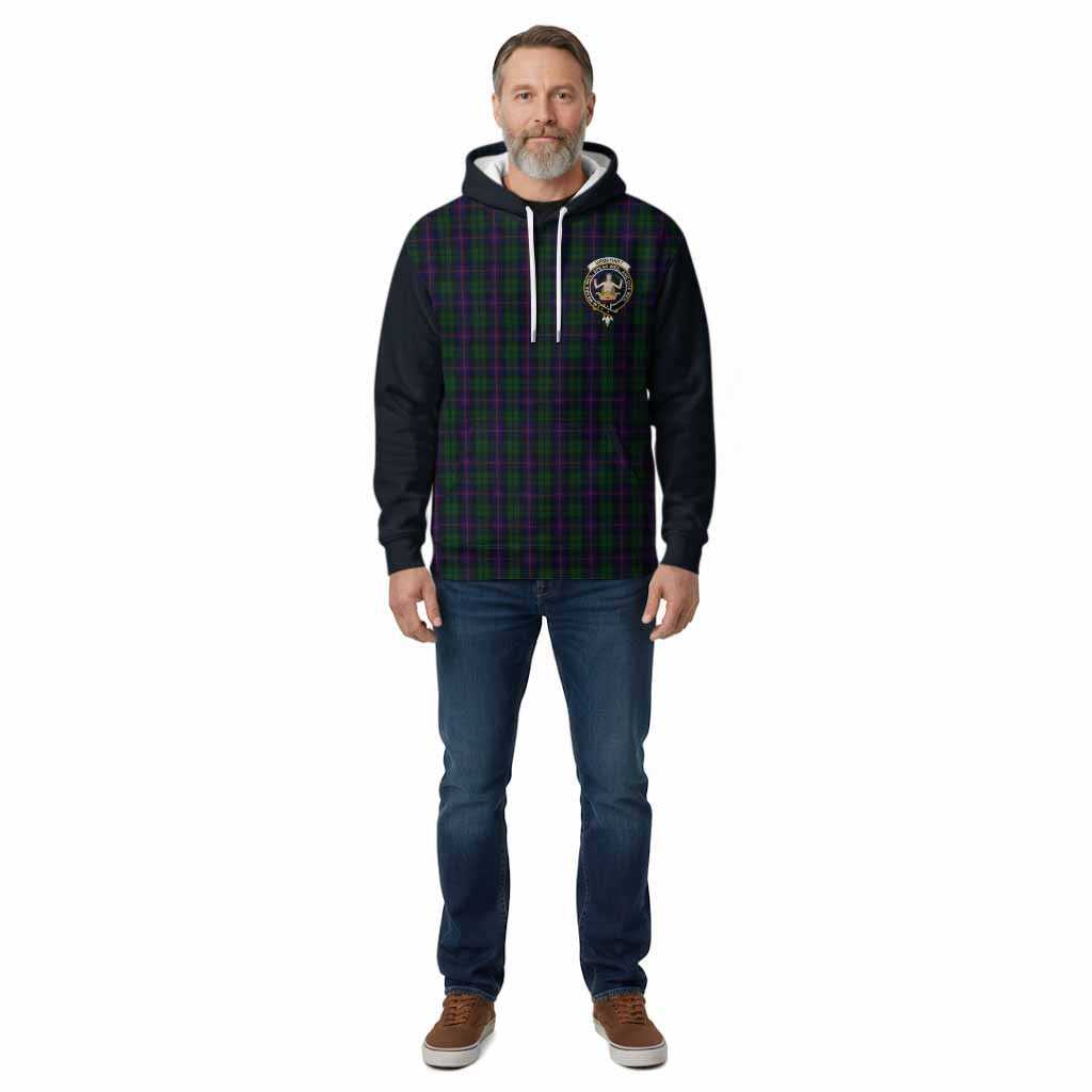Urquhart Tartan Accent Cotton Hoodie with Family Crest
