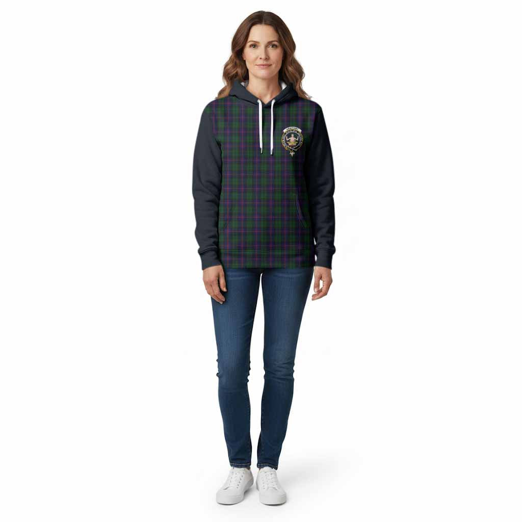 Urquhart Tartan Accent Cotton Hoodie with Family Crest