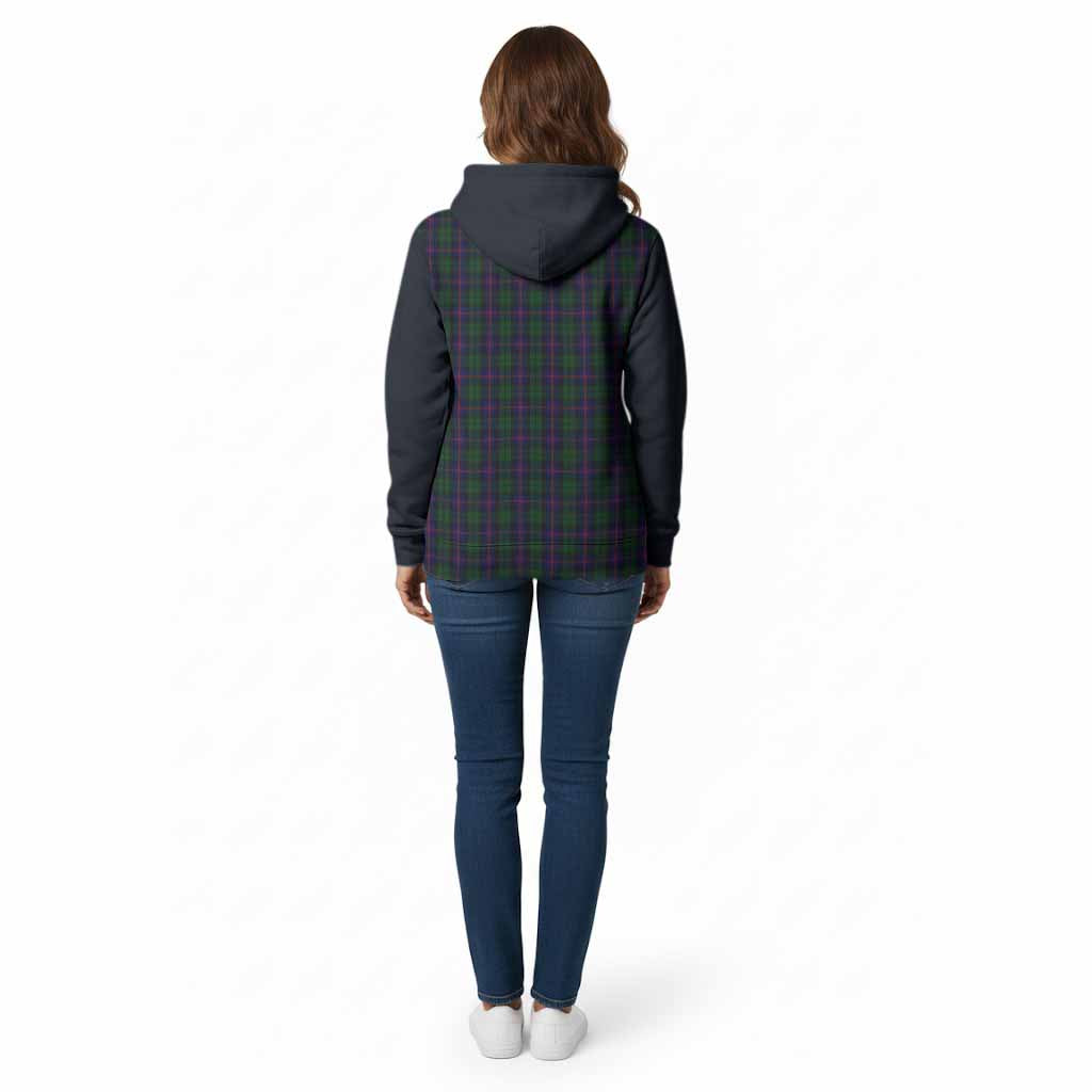 Urquhart Tartan Accent Cotton Hoodie with Family Crest